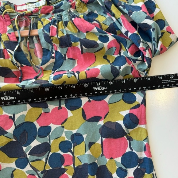 Boden Womens Multicolor Floral Tie Neck Blouse‎ Top 3/4 Sleeve Sz 2 - Picture 6 of 10
